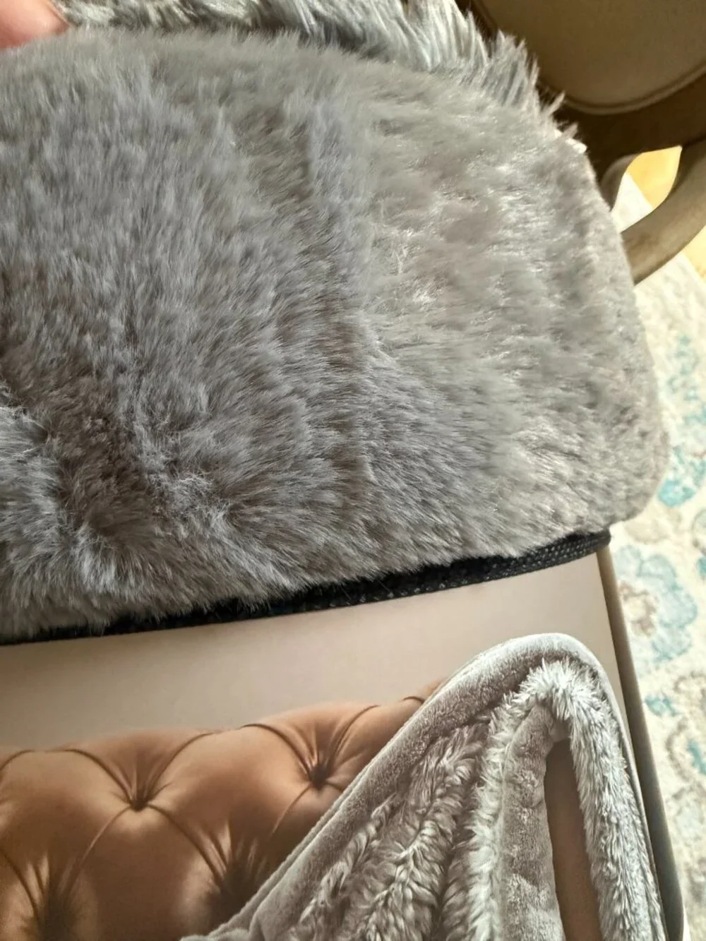 FRYE Arctic Luxe Faux Fur Throw Blanket Gray 60x70 New